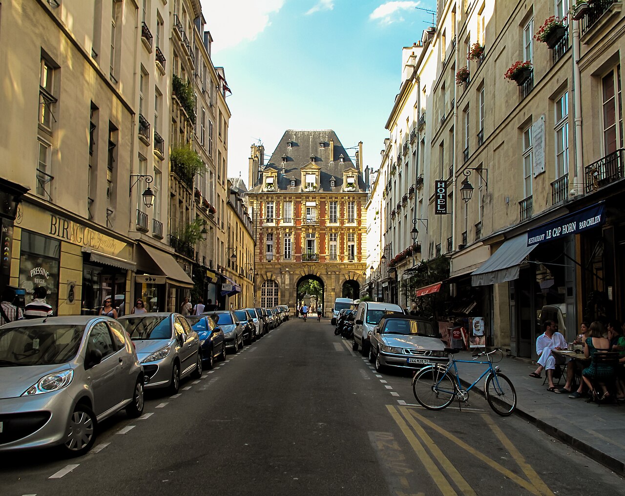 Rue de Birague leading into Place des Vosges in Paris